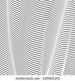 Abstract wavy background, optical art, opart striped. Vector waves, geometry ripple line stripes