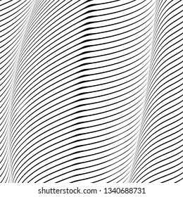 Abstract wavy background, optical art, opart striped. Vector waves, geometry ripple line stripes