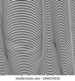 Abstract wavy background, optical art, opart striped. Vector waves, geometry ripple line stripes