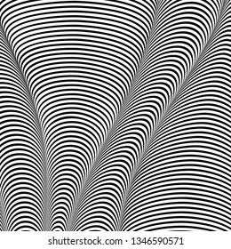 Abstract wavy background, optical art, opart striped. Vector waves, geometry ripple line stripes