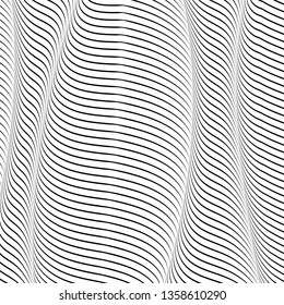 Abstract wavy background, optical art, opart striped. Vector waves, geometry ripple line stripes
