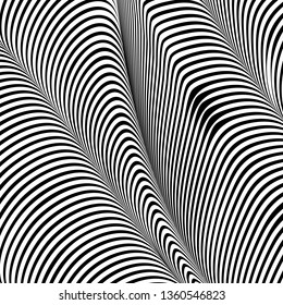 Abstract wavy background, optical art, opart striped. Vector waves, geometry ripple line stripes