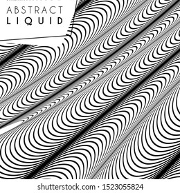 Abstract wavy background, optical art, opart striped. Vector waves, geometry line stripes