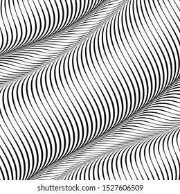 Abstract wavy background, optical art, opart striped. Vector waves, geometry ripple line stripes