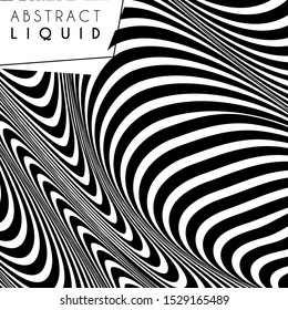 Abstract wavy background, optical art, opart striped. Vector waves, geometry line stripes