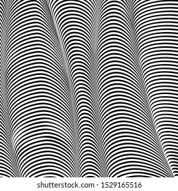 Abstract wavy background, optical art, opart striped. Vector waves, geometry ripple line stripes
