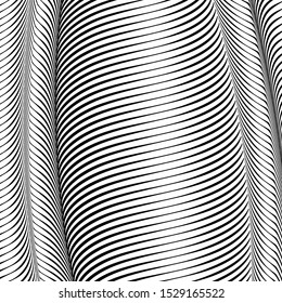 Abstract wavy background, optical art, opart striped. Vector waves, geometry ripple line stripes