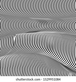 Abstract wavy background, optical art, opart striped. Vector waves, geometry ripple line stripes
