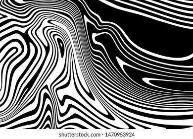 Abstract wavy background. Optical illusion motion striped 3d effect. Marble texture. Vector, EPS 10