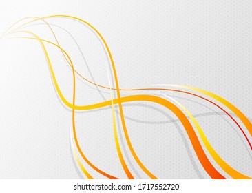 Abstract wavy background. Orange wavy lines on a mesh background. Vector illustration