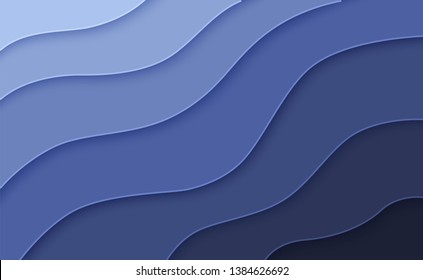 Abstract wavy background in paper art style