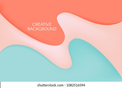 Abstract Wavy Background in Pastel Color Design. Composition with Thick Liquid. Fluid Shapes with 3D Effect Made Using Gradient Mesh. Caramel Stains. Abstract Background for Wallpaper, Web Design.