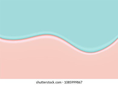Abstract Wavy Background in Pastel Color Design. Composition with Thick Liquid. Fluid Shapes with 3D Effect Made Using Gradient Mesh. Caramel Stains. Abstract Background for Wallpaper, Web Design.