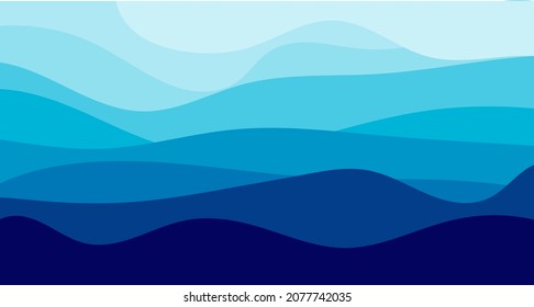 Abstract Wavy Background in Pastel Color Design sweet color. Blue river ocean wave layer vector background illustration