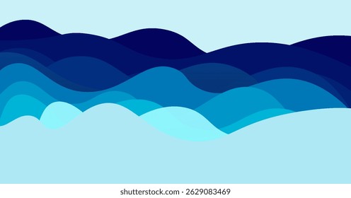 Abstract Wavy Background in Pastel Color Design sweet color. Blue river ocean wave layer vector background illustration