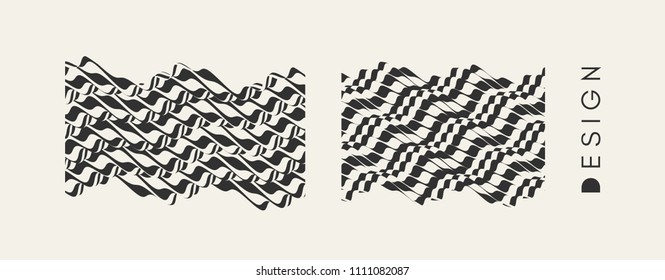 Abstract wavy background. Pattern with optical illusion. Textbook, booklet or brochure mockup. Cover design template. Futuristic vector illustration. 