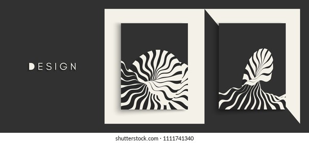 Abstract wavy background. Pattern with optical illusion. Textbook, booklet or brochure mockup. Cover design template. Futuristic vector illustration. 
