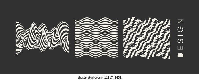 Abstract wavy background. Pattern with optical illusion. Textbook, booklet or brochure mockup. Cover design template. Futuristic vector illustration. 