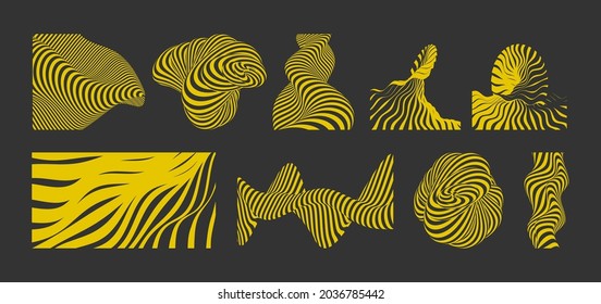 Resumen de fondo ondulado. Patrón con ilusión óptica. Plantilla de diseño de portada. Ilustración vectorial futurista para carteles, carteles, portadas de libros, folletos, planificadores o cuadernos. 