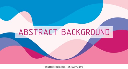 Abstract wavy background of pink and blue colored spots. Vector background made of smooth intersecting color waves.