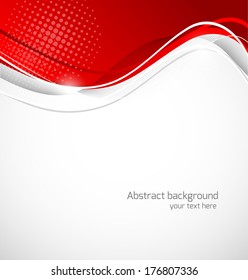 Abstract wavy background in red color