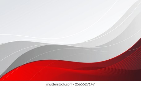 Abstract Wavy Background in Red and Gray