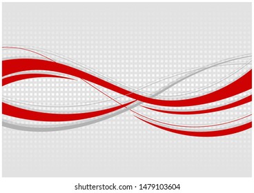 Abstract wavy background. Red lines on a gray mottled background