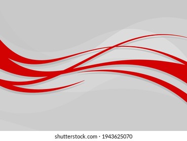 Abstract wavy background. Red lines on a gray background