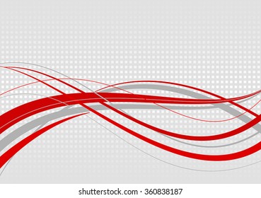 Abstract wavy background. Red lines on a gray mottled background