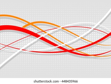 Abstract wavy background. Red lines on a gray mottled background