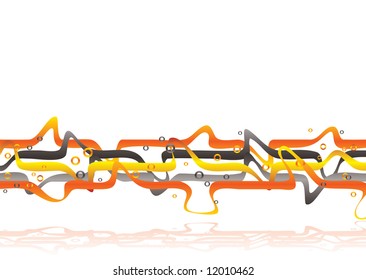 Abstract wavy background with reflection and shadow in orange