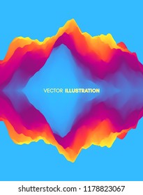 Abstract wavy background with reflection. Trendy gradients with symmetry. Dynamic effect. Modern screen vector design for mobile app. and wed. Can be used for advertising, marketing, presentation.
