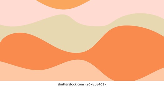 Abstract wavy background showcases flowing peach, beige, and orange shades creating a smooth, contemporary design ideal for modern backgrounds and creative projects