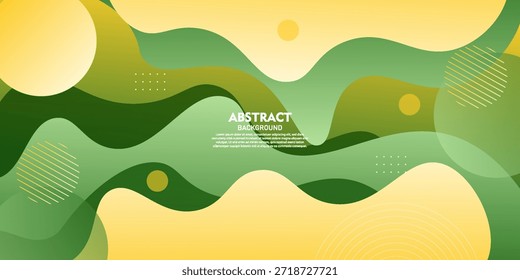 Fondo ondulado Abstractas con Elementos amarillos y verdes suaves. Patrón de corte de papel superpuesto con concepto de Anuncio elegante. Vector eps10