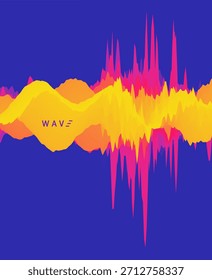 Abstract wavy background. Sound wave. Dynamic effect. Big data. Gradient colour. 3D illustration for brochure, poster, cover, card, presentation, flyer or banner.