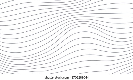 Abstract wavy background. Thin dark lines on white. Editable stroke.