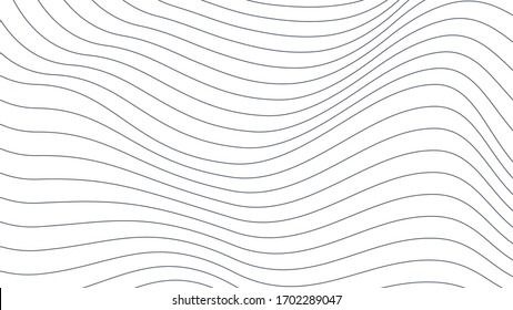 Abstract wavy background. Thin dark lines on white. Editable stroke.