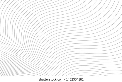 Abstract wavy background. Thin line on white.