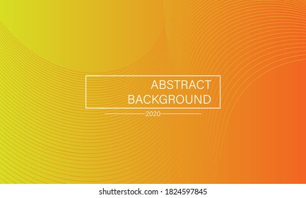 Abstract wavy background. Thin line on yellow gradient.
