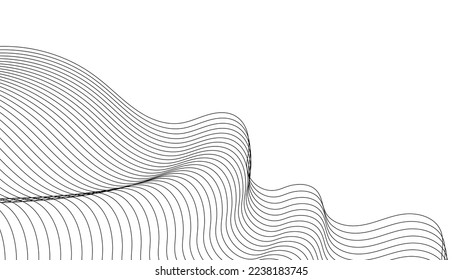 Abstract wavy background. Thin line wavy abstract vector background. Curve wave seamless pattern. Line art striped graphic template