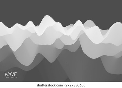 Abstractas fondo ondulado. Diseño líquido de moda. Onda de sonido de movimiento. Blanco y negro. Ilustración vectorial para folleto, póster, portada, tarjeta, presentación, volante o Anuncio.