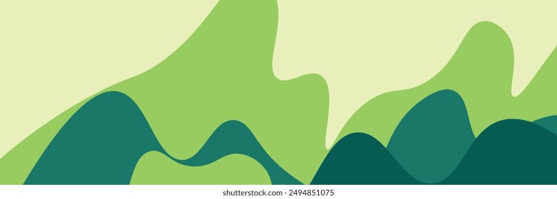 Abstract wavy background. Vector illustration of green wavy shapes, modern.