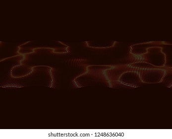Abstract wavy background.Glowing waves on a dark background.Modern vector techno background
