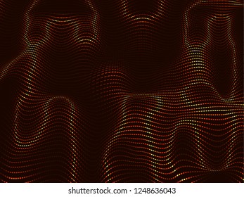 Abstract wavy background.Glowing waves on a dark background.Modern vector techno background