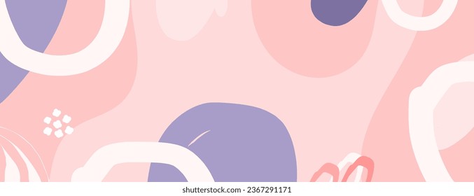 Abstract wavy backgrounds. Hand drawn various shapes and doodle objects. Contemporary organic modern trendy vector illustrations. Every background is isolated. Pastel colors