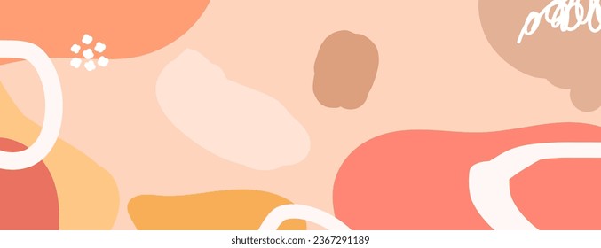 Abstract wavy backgrounds. Hand drawn various shapes and doodle objects. Contemporary organic modern trendy vector illustrations. Every background is isolated. Pastel colors