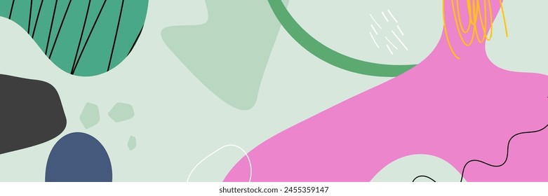Fondos ondulados Abstractas. Dibujado a mano varias Formas y objetos de garabato. Modernas Ilustraciones vectoriales orgánicas contemporáneas de moda. Cada fondo está aislado. Colores pastel