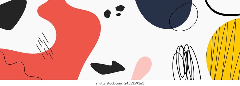 Fondos ondulados Abstractas. Dibujado a mano varias Formas y objetos de garabato. Modernas Ilustraciones vectoriales orgánicas contemporáneas de moda. Cada fondo está aislado. Colores pastel