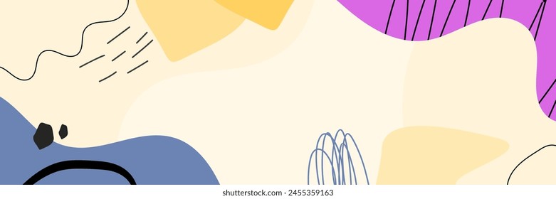 Fondos ondulados Abstractas. Dibujado a mano varias Formas y objetos de garabato. Modernas Ilustraciones vectoriales orgánicas contemporáneas de moda. Cada fondo está aislado. Colores pastel