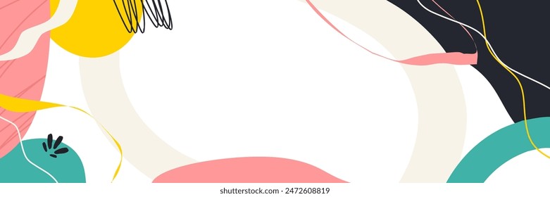 Abstract wavy backgrounds. Hand drawn various shapes and doodle objects. Contemporary organic modern trendy vector illustrations. Every background is isolated. Pastel colors